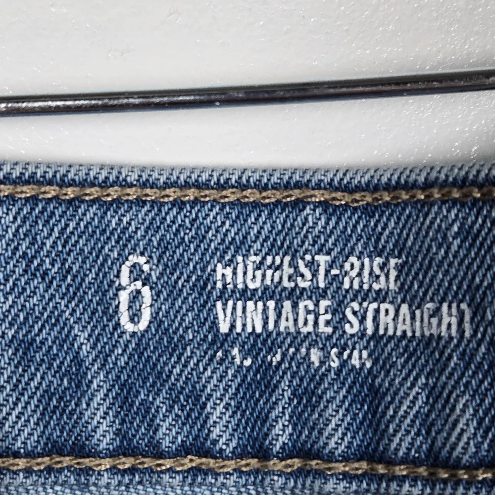 a.n.a. High Rise Vintage Straight Leg Distressed Button Fly Denim Jeans Size 6